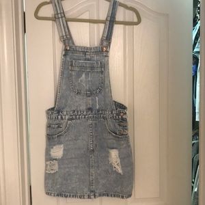 Forever 21 jean overall mini skirt